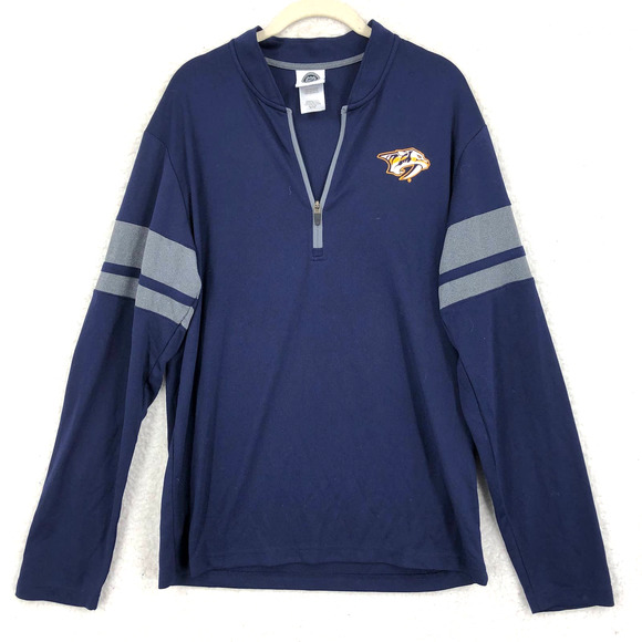 NHL Other - NHL Mens M Blue Nashville Predators 1/4 Zip Pullover Shirt Long Sleeve Hockey